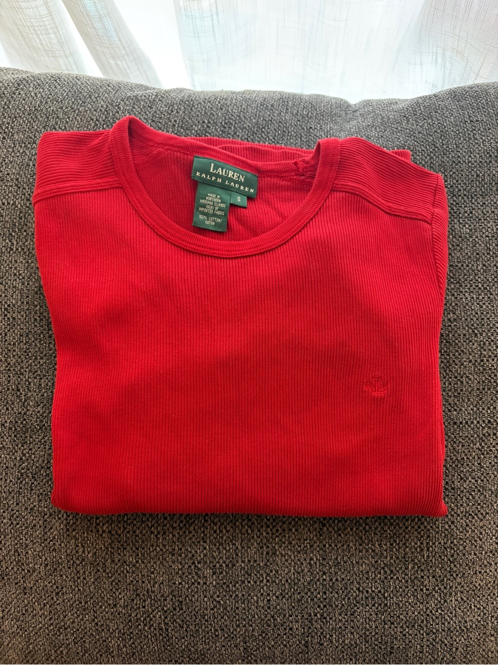 Lauren Ralph Lauren Red Ribbed Crewneck Sweater